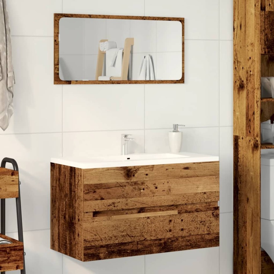 Armario pared baño madera ingeniería envejecida