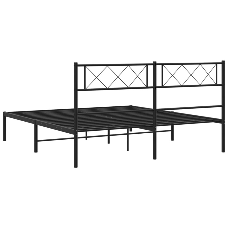 Estructura cama sin colchón con cabecero metal negro 140x200