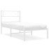 Estructura cama sin colchón con cabecero metal blanco 80x200