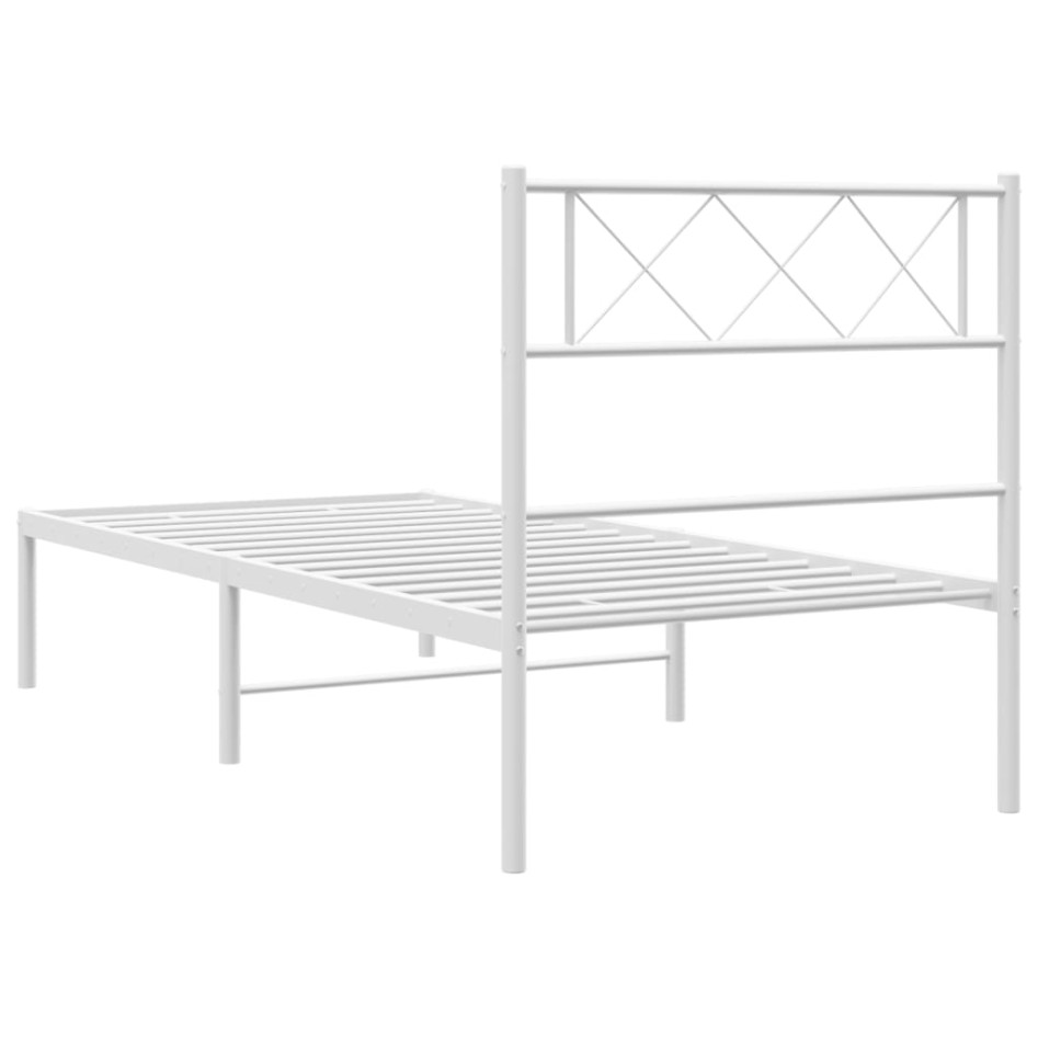 Estructura cama sin colchón con cabecero metal blanco 80x200