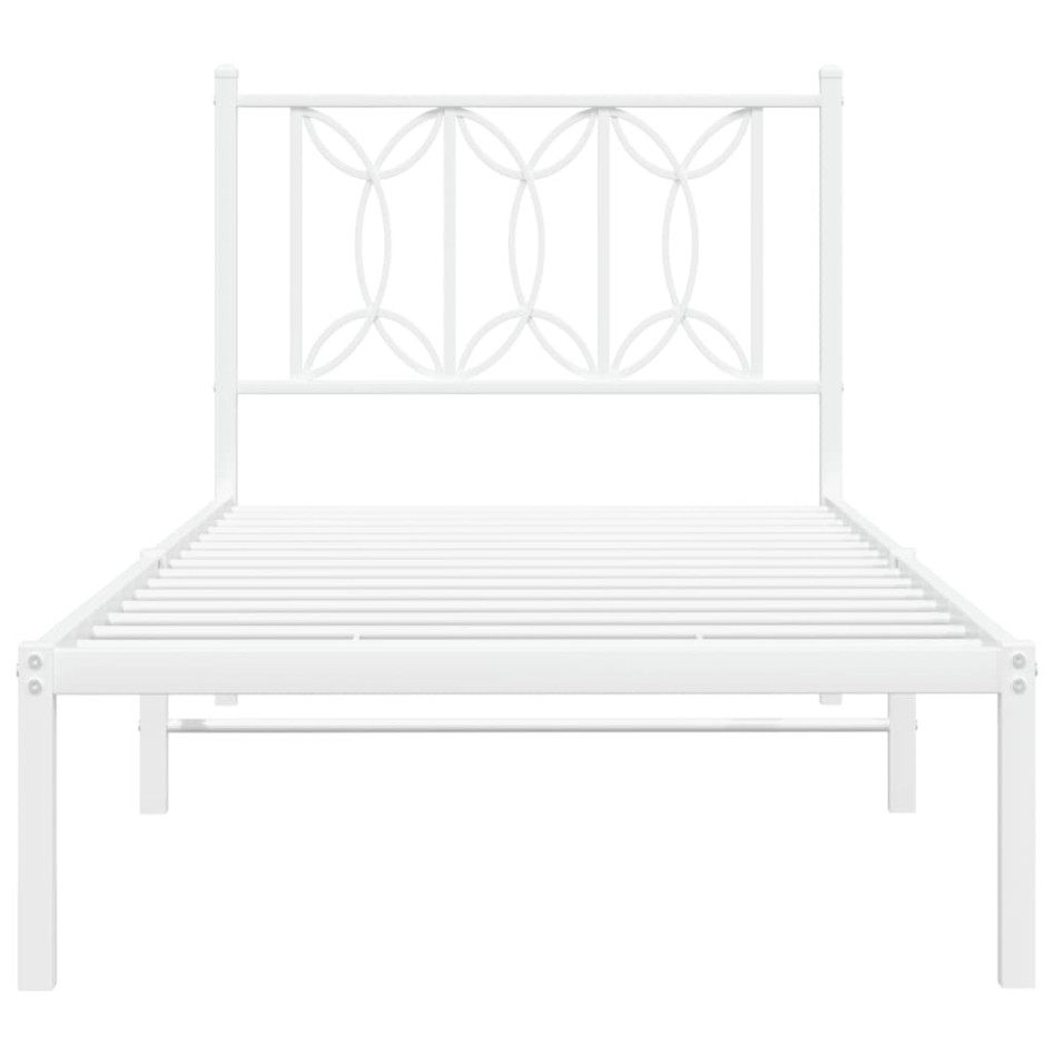 Estructura cama sin colchón con cabecero metal blanco 90x200