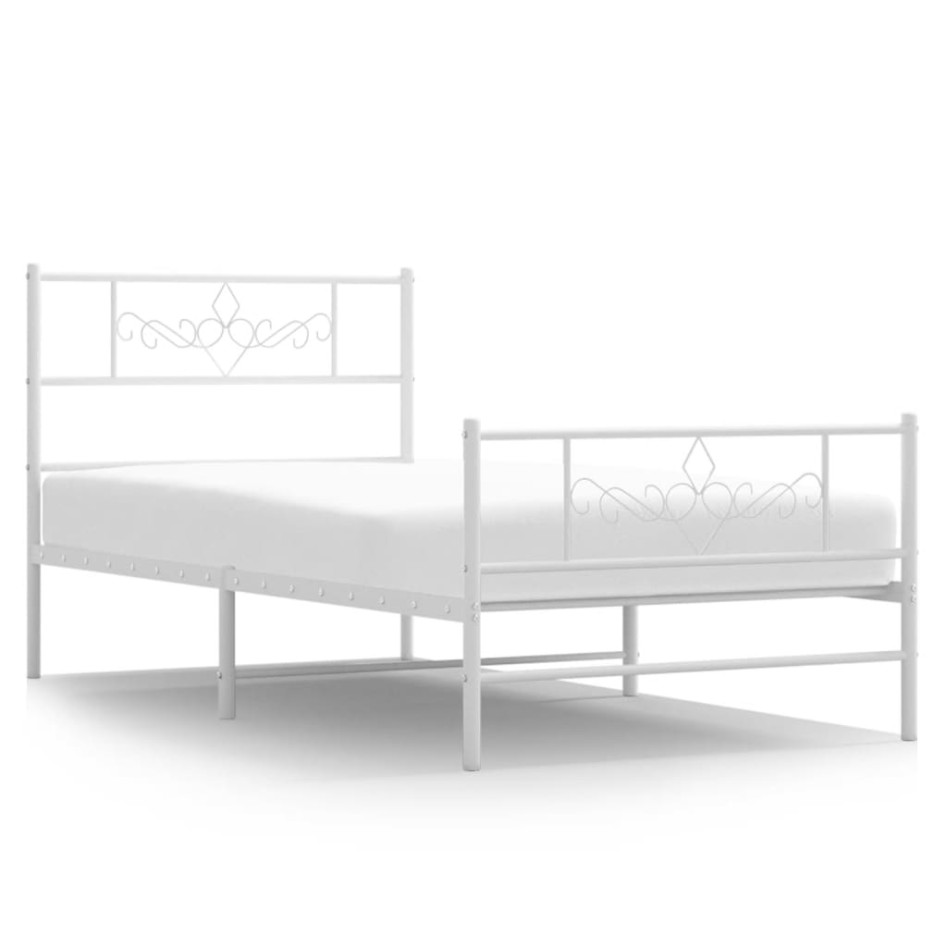 Estructura cama sin colchón con estribo metal blanco 90x190