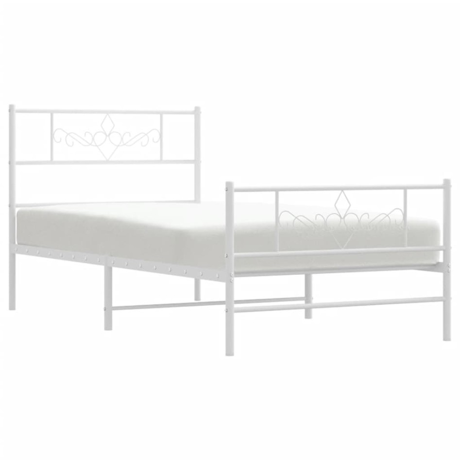 Estructura cama sin colchón con estribo metal blanco 90x190