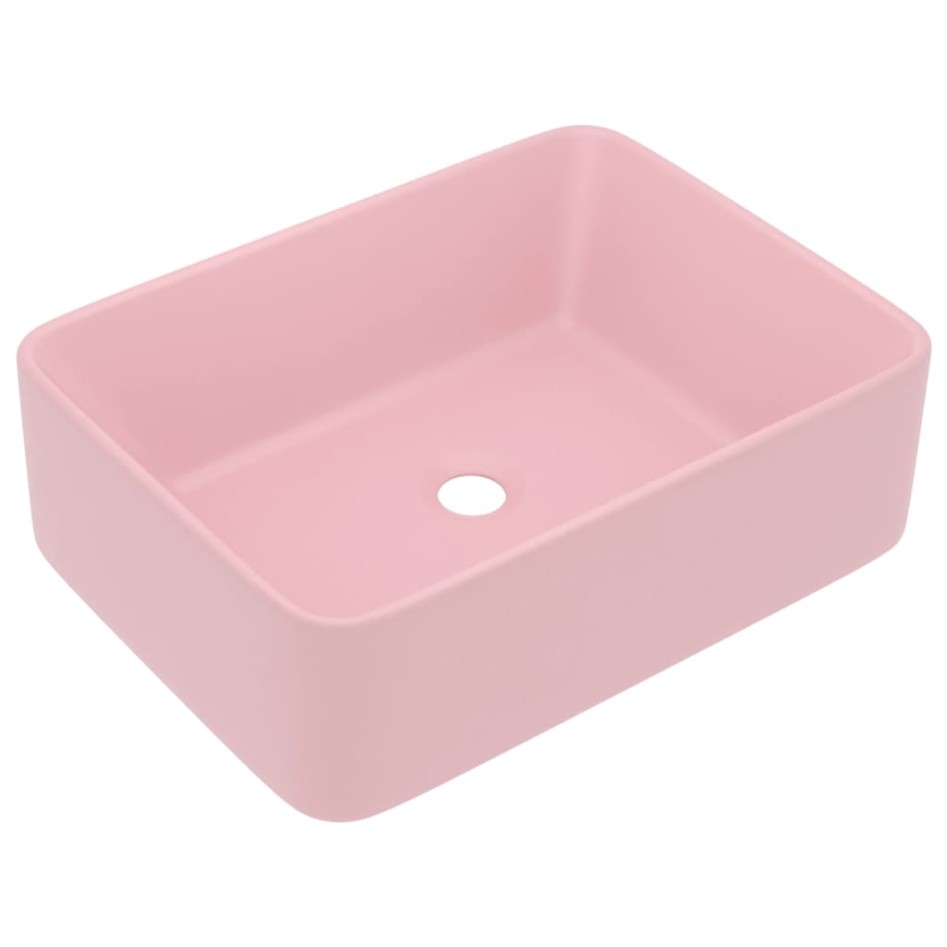 Lavabo de lujo de cerámica rosa mate 41x30x12