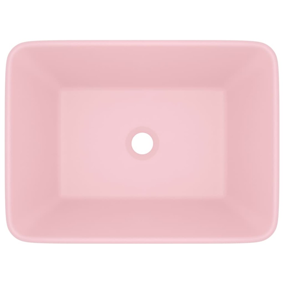 Lavabo de lujo de cerámica rosa mate 41x30x12