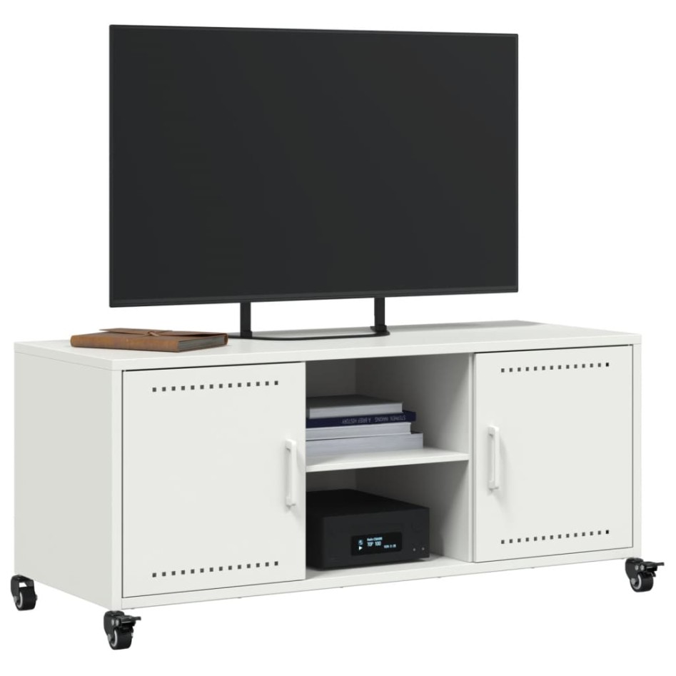 Mueble de TV acero blanco 100,5x39x43,5