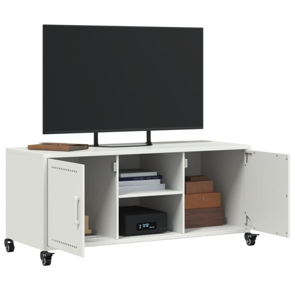 Mueble de TV acero blanco 100,5x39x43,5