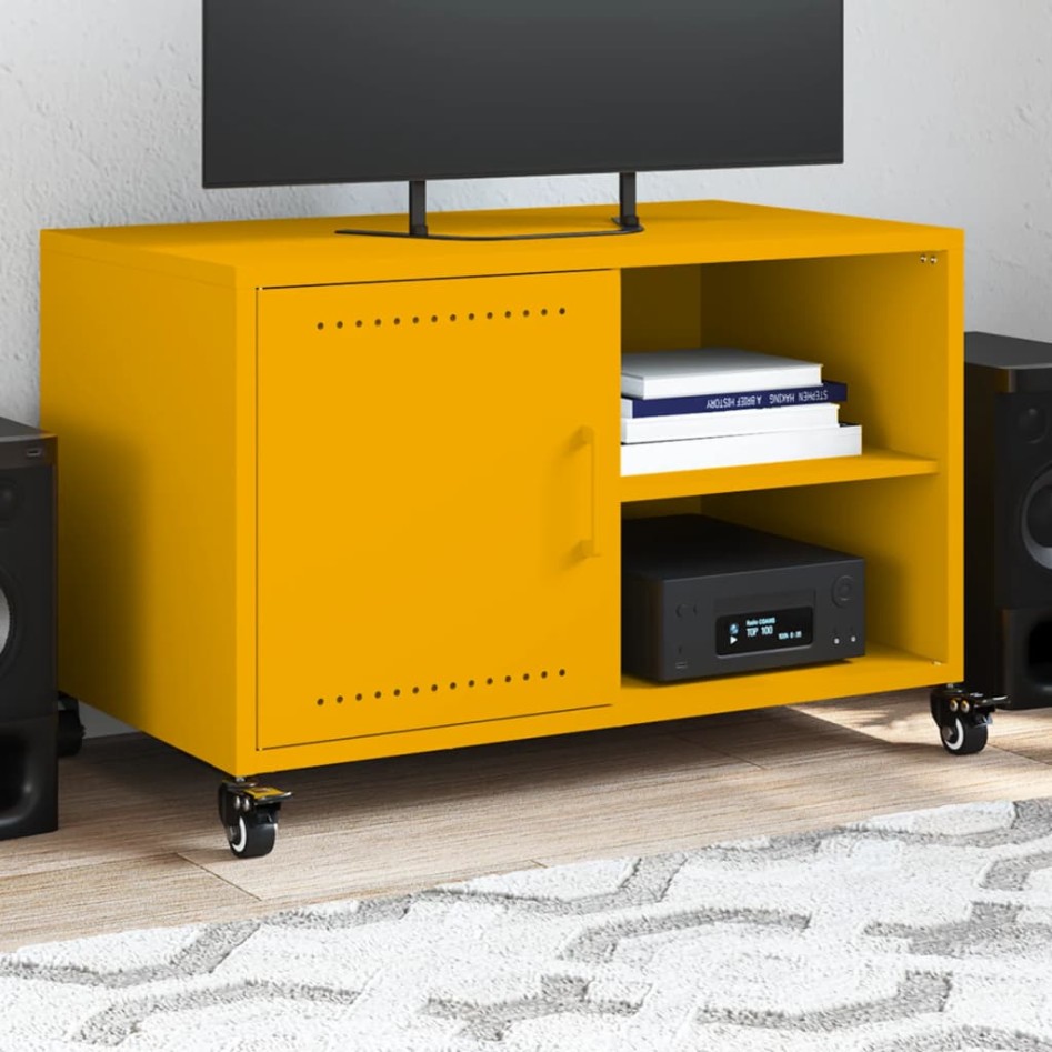 Mueble de TV acero amarillo mostaza 68x39x43,5