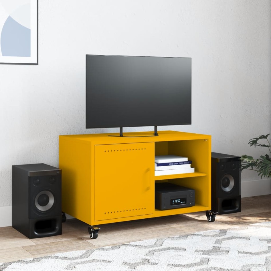 Mueble de TV acero amarillo mostaza 68x39x43,5