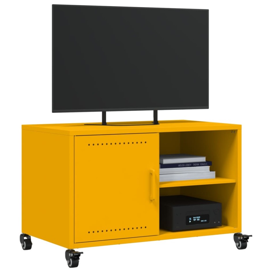 Mueble de TV acero amarillo mostaza 68x39x43,5