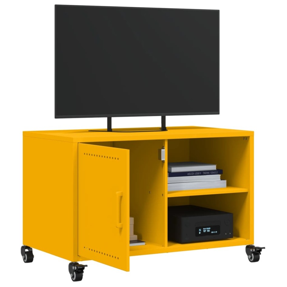 Mueble de TV acero amarillo mostaza 68x39x43,5