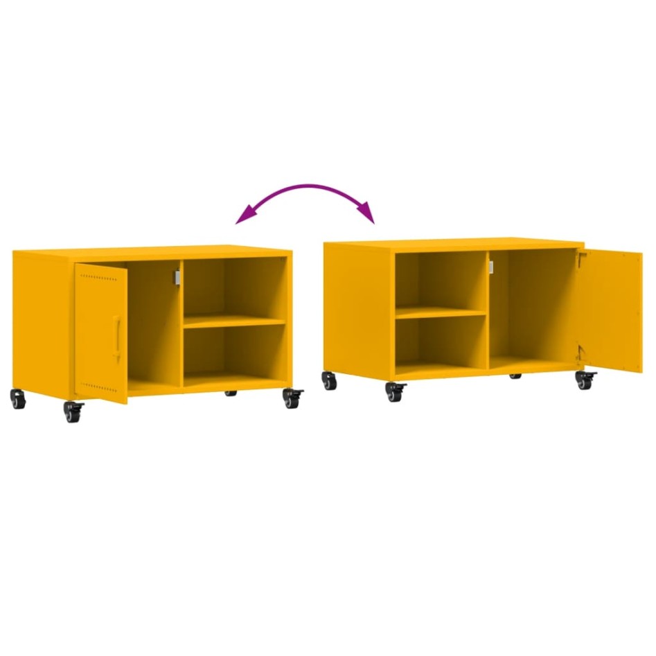 Mueble de TV acero amarillo mostaza 68x39x43,5