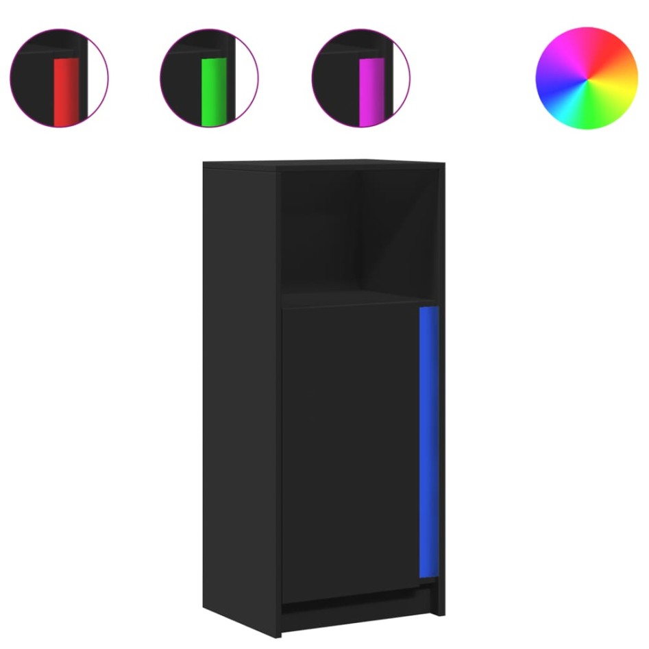 Aparador con luces LED madera de ingeniería negro