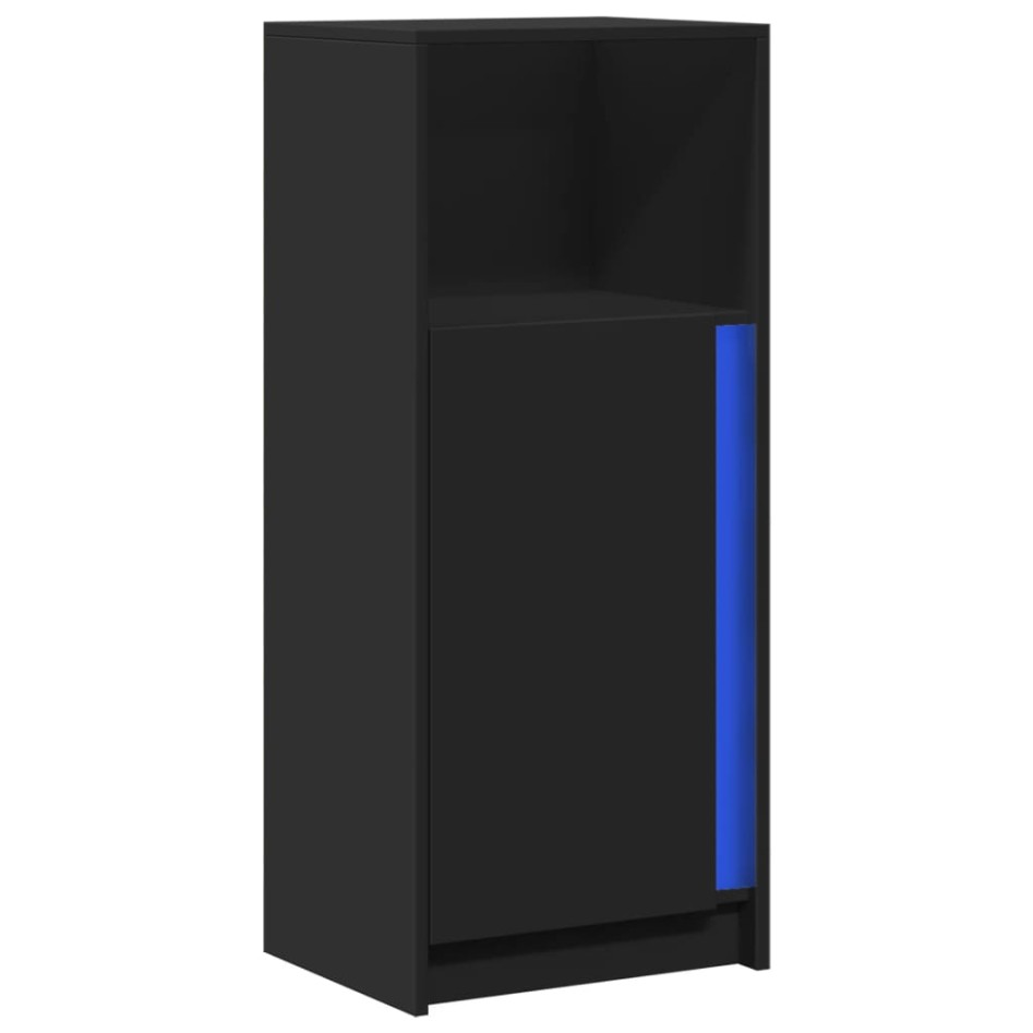 Aparador con luces LED madera de ingeniería negro