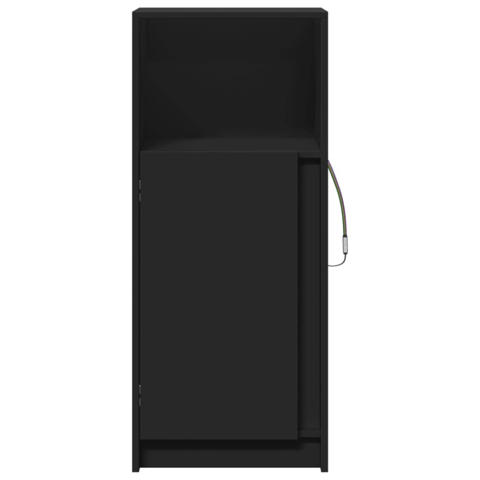 Aparador con luces LED madera de ingeniería negro