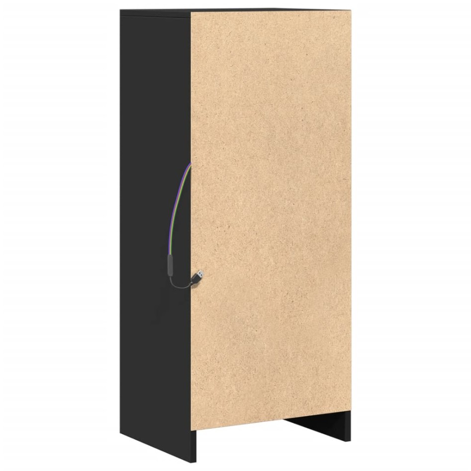 Aparador con luces LED madera de ingeniería negro