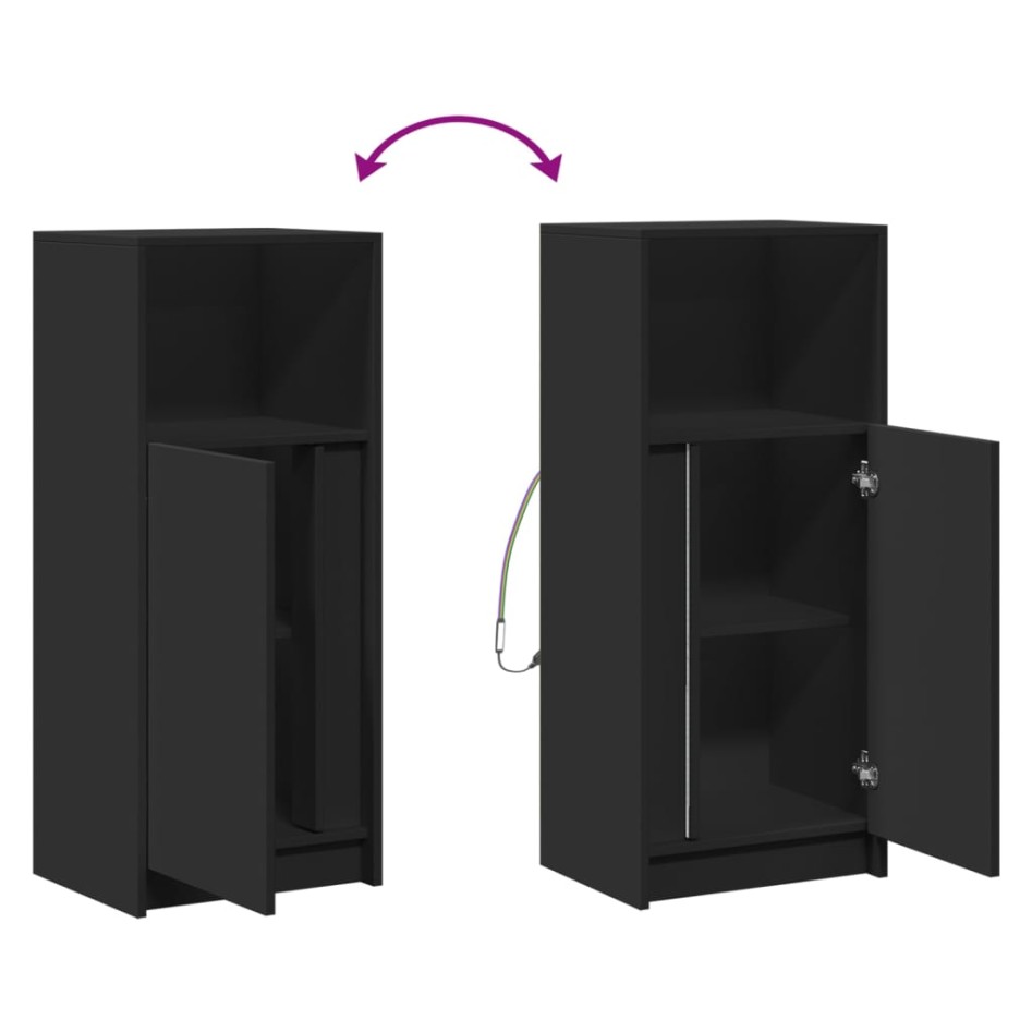 Aparador con luces LED madera de ingeniería negro