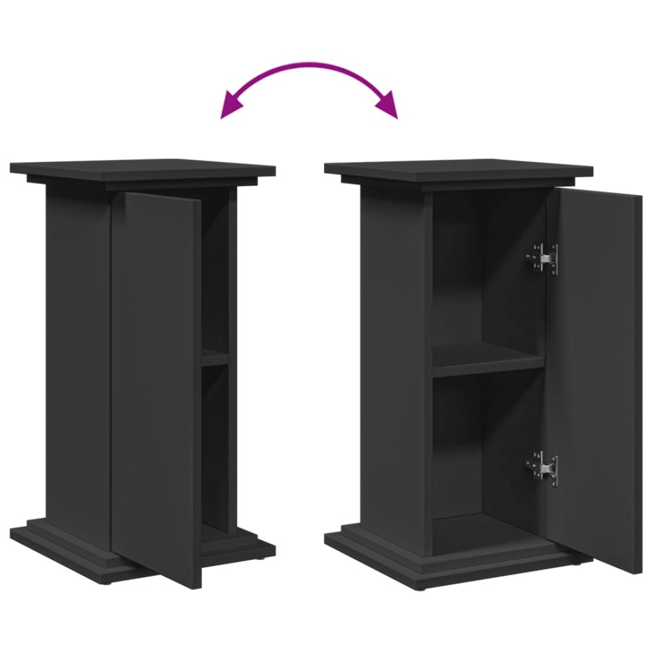 Pedestal expositor con almacenaje madera negro 31x30x60