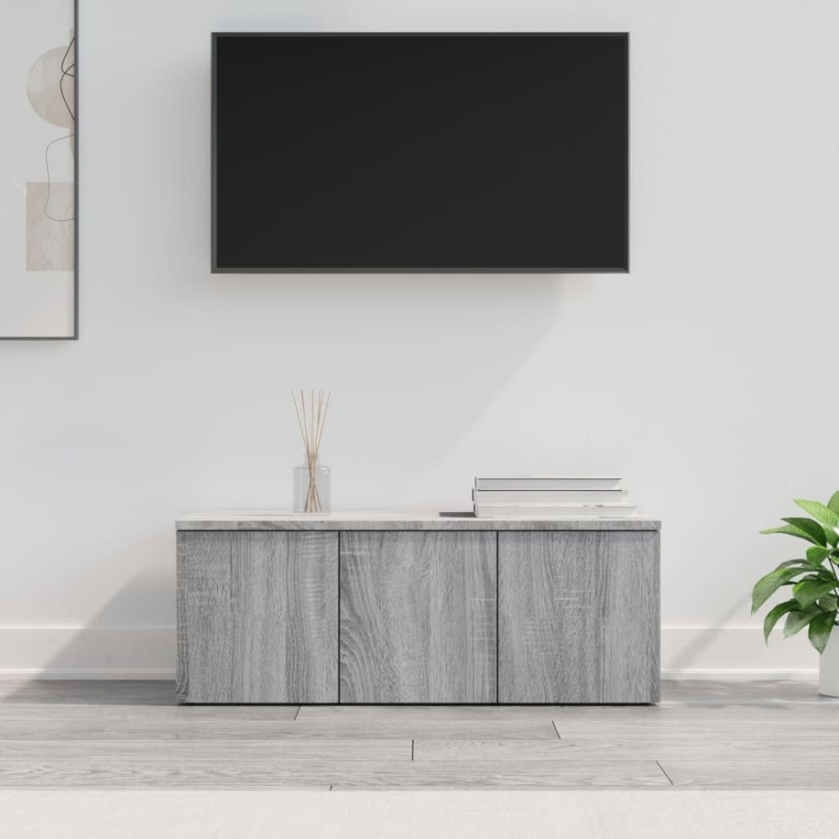 Mueble de TV madera contrachapada gris Sonoma 80x34x30