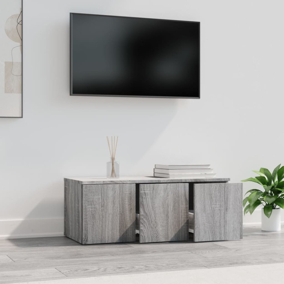 Mueble de TV madera contrachapada gris Sonoma 80x34x30