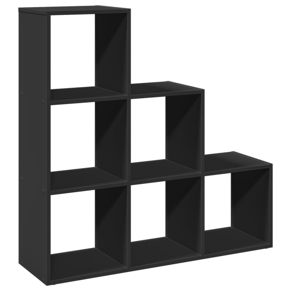 Librería divisor 3 niveles madera ingeniería negro 99x29x99