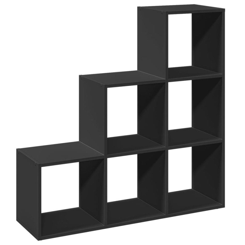 Librería divisor 3 niveles madera ingeniería negro 99x29x99