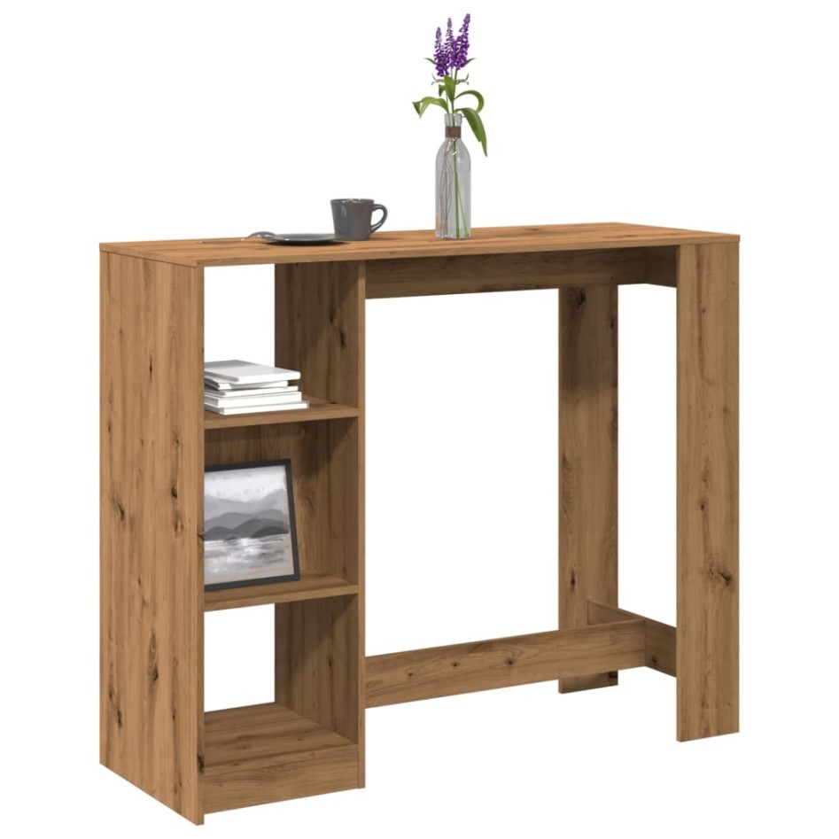 Mesa bar con estante madera roble artisian 124x46x103,5