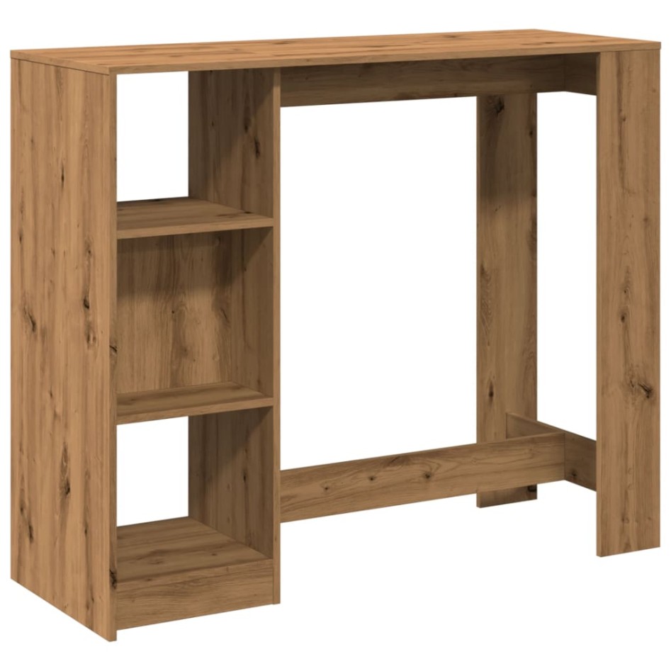 Mesa bar con estante madera roble artisian 124x46x103,5