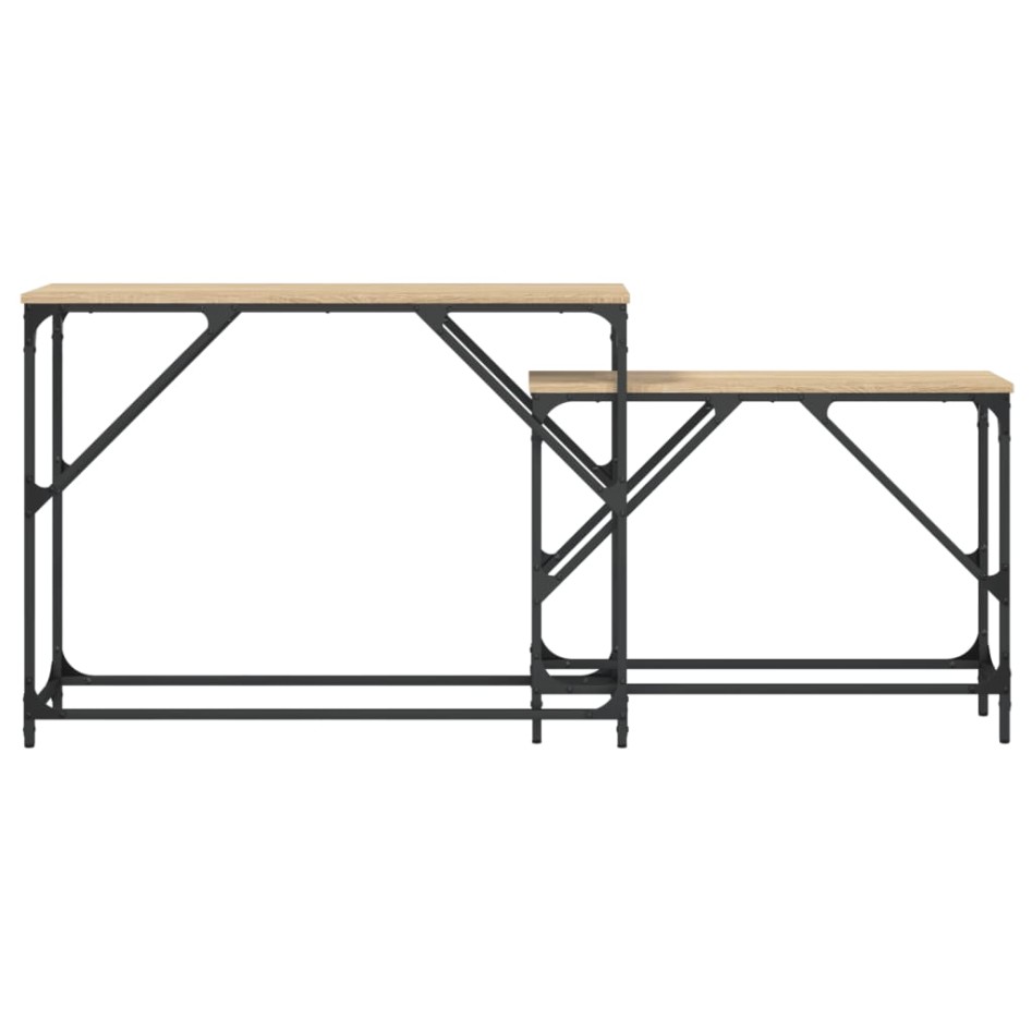 Mesas consola apilables 2 pzas madera ingeniería roble