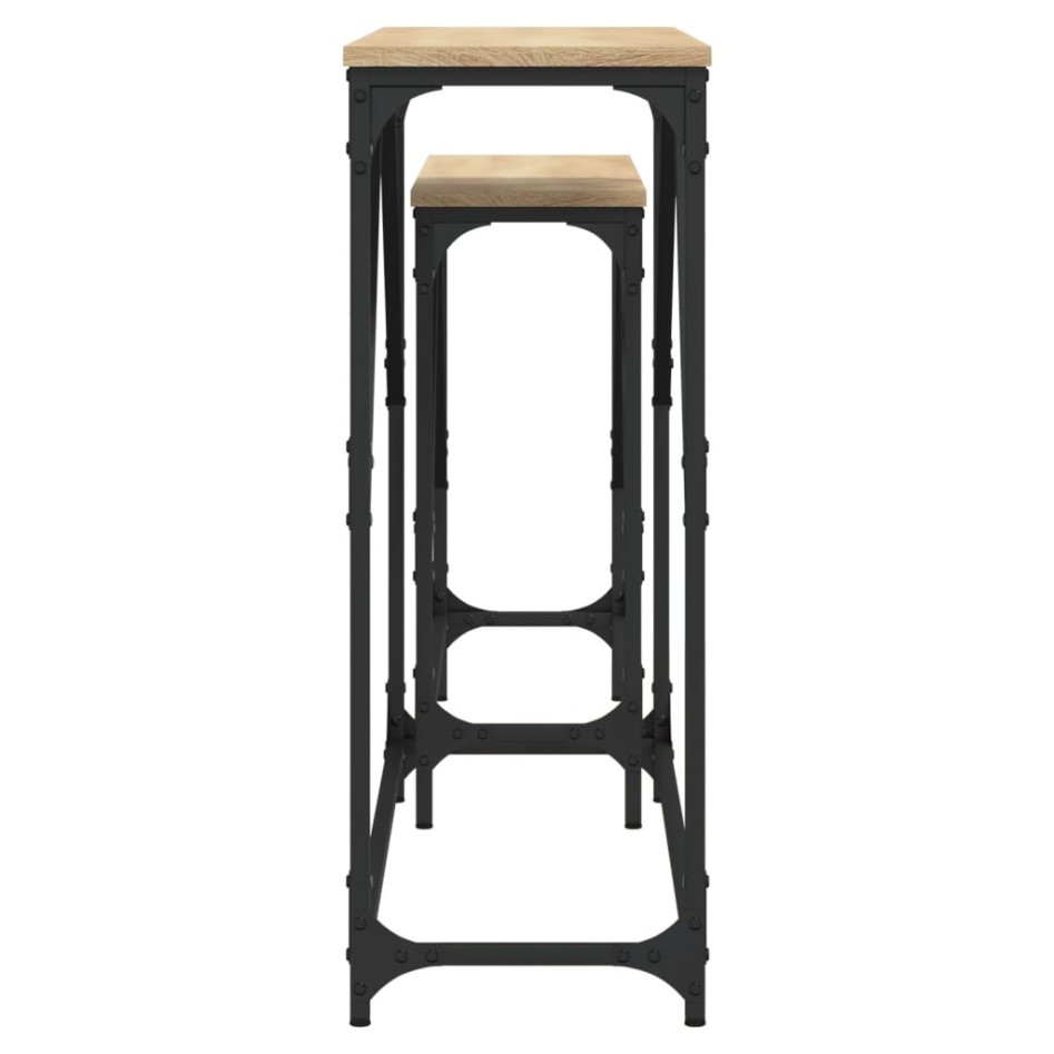 Mesas consola apilables 2 pzas madera ingeniería roble