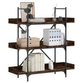 Librería 3 estantes madera ingeniería roble humo