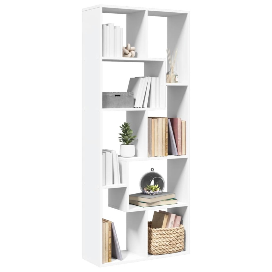 Librería divisora madera ingeniería blanca 67x25x161,5