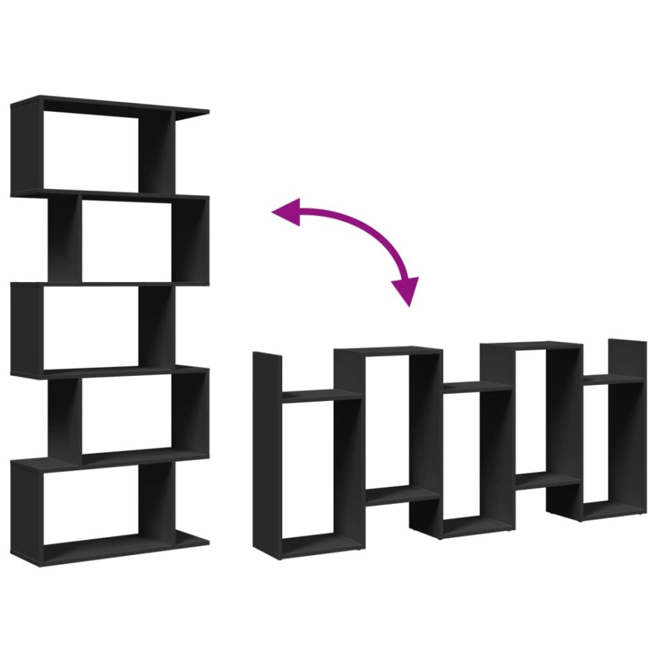 Librería divisora 5 niveles madera ingeniería negra
