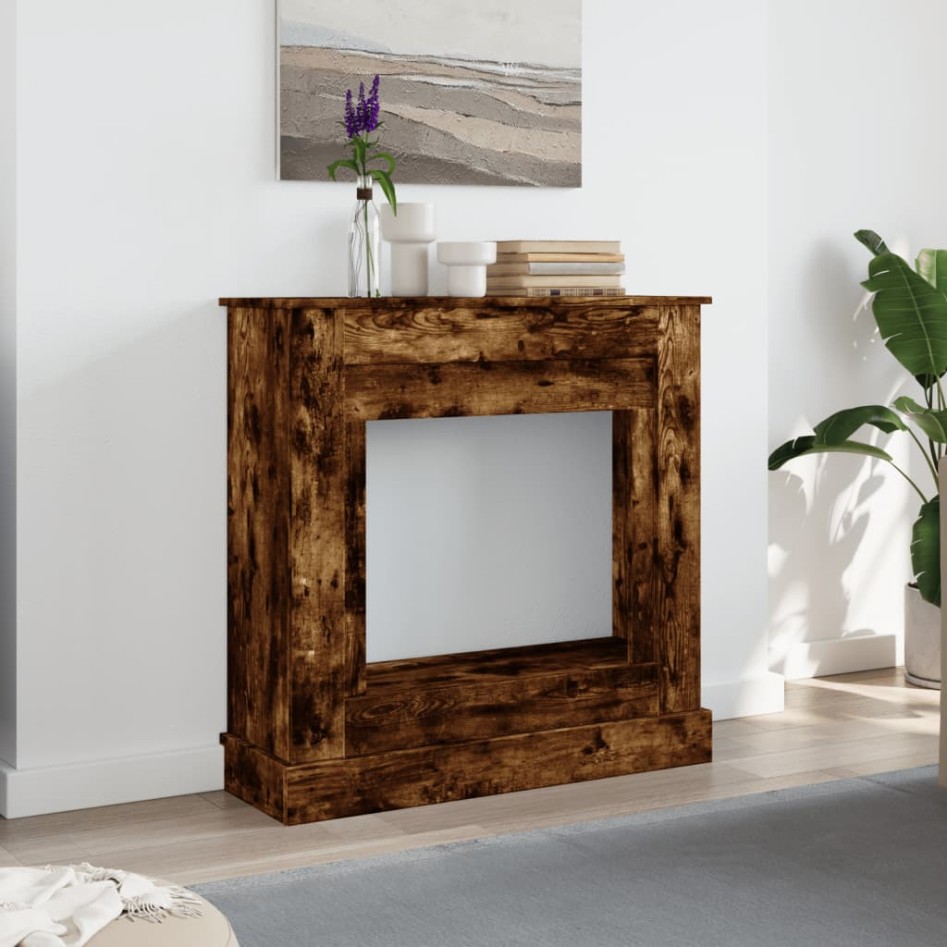 Borde de chimenea madera ingeniería roble ahumado 90x30x90