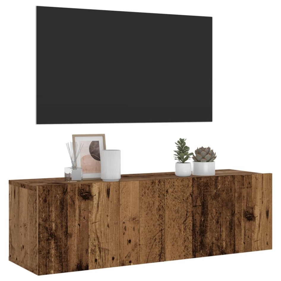 Mueble de TV de pared madera ingeniería envejecida 100x30x30