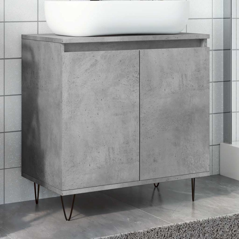 Armario de baño madera de ingeniería gris hormigón 58x33x60
