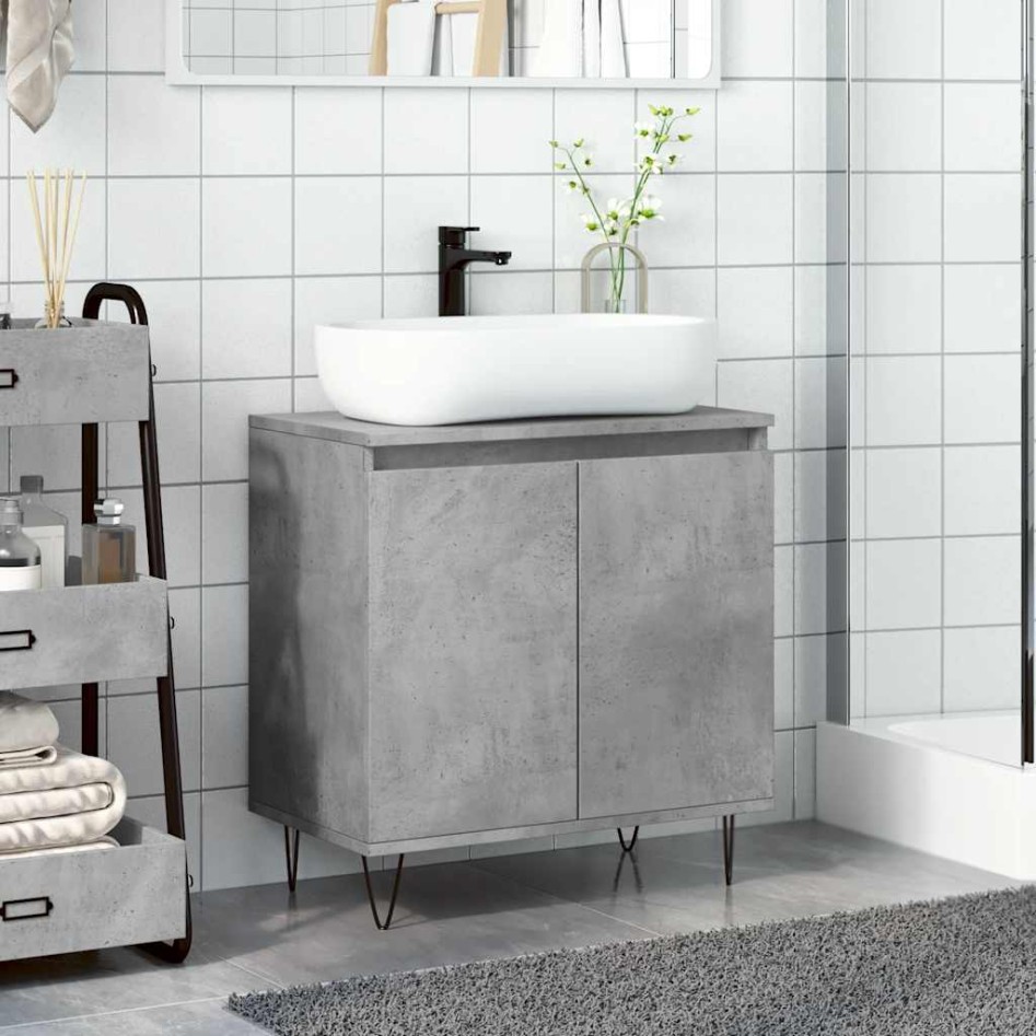 Armario de baño madera de ingeniería gris hormigón 58x33x60