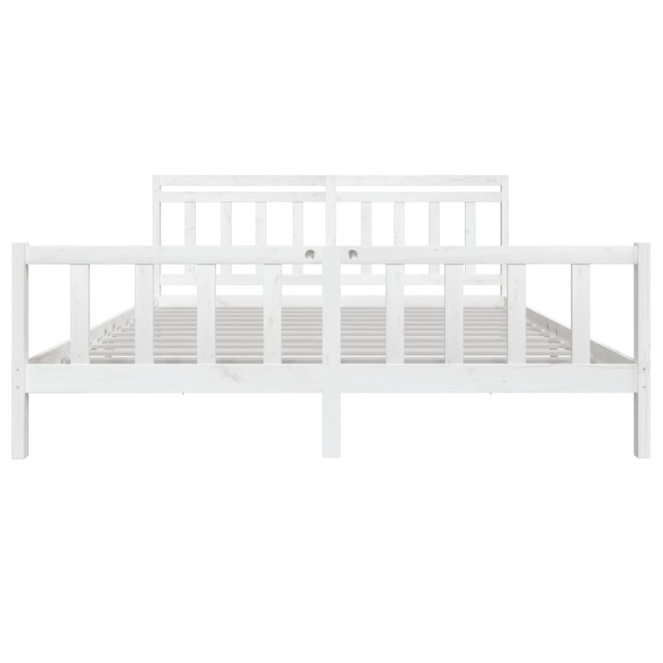 Estructura de cama de madera maciza blanca 200x200