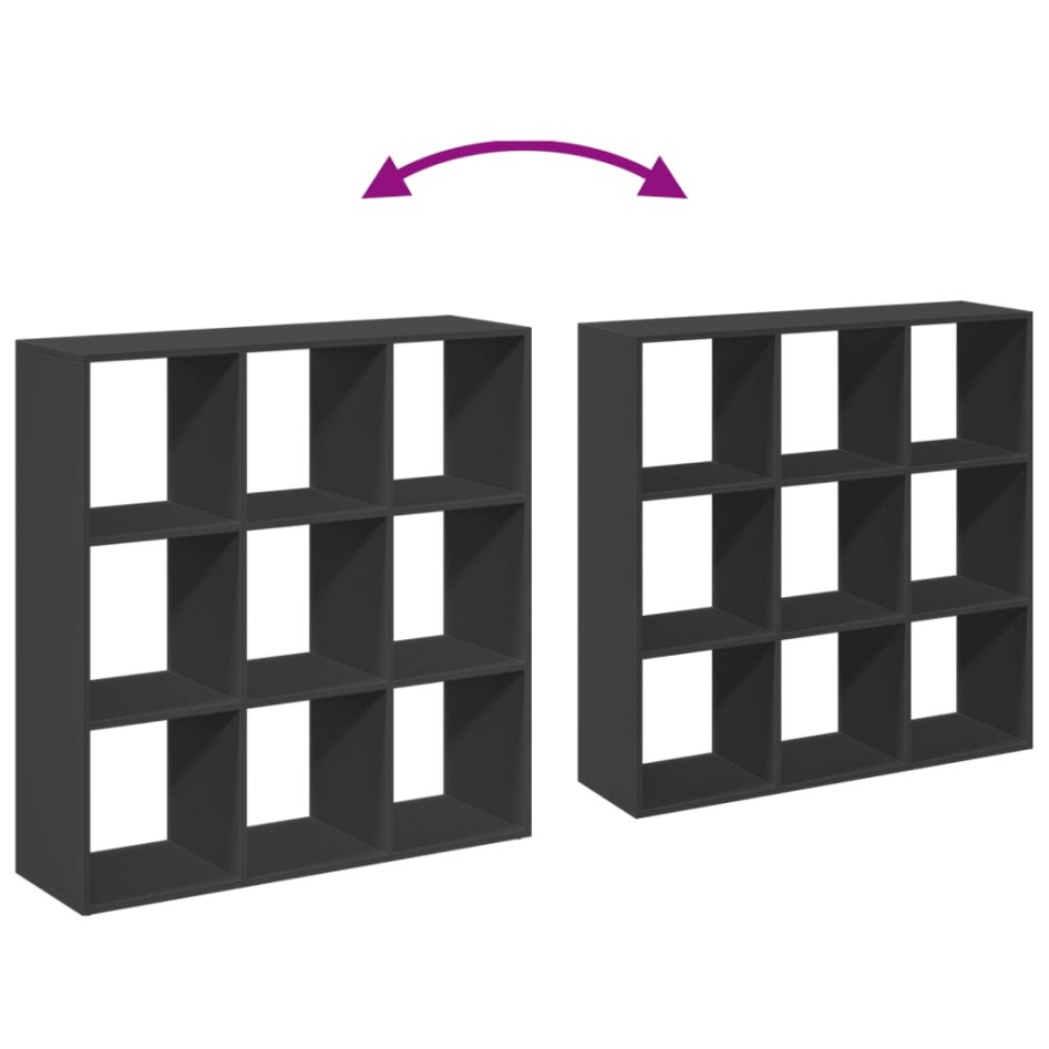 Librería divisora madera de ingeniería negra 102x29x103,5