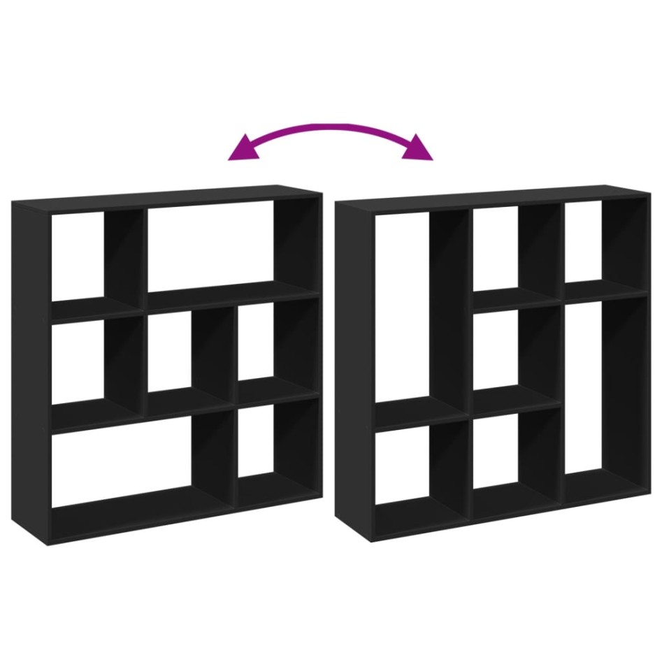 Librería divisora madera de ingeniería negra 102x29x103,5