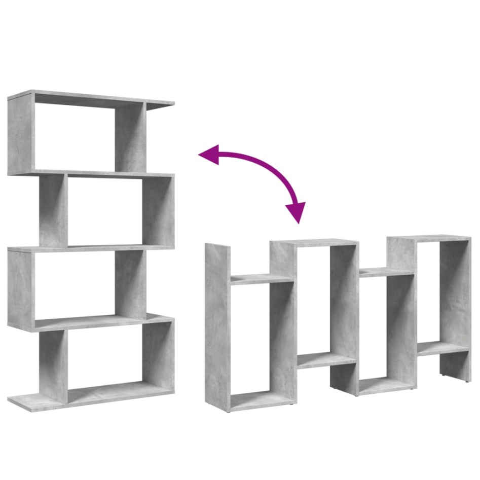 Librería divisora 4 niveles madera gris hormigón 70x24x129