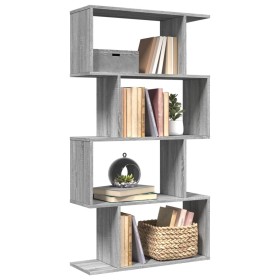 Librería divisora 4 niveles madera gris Sonoma 70x24x129