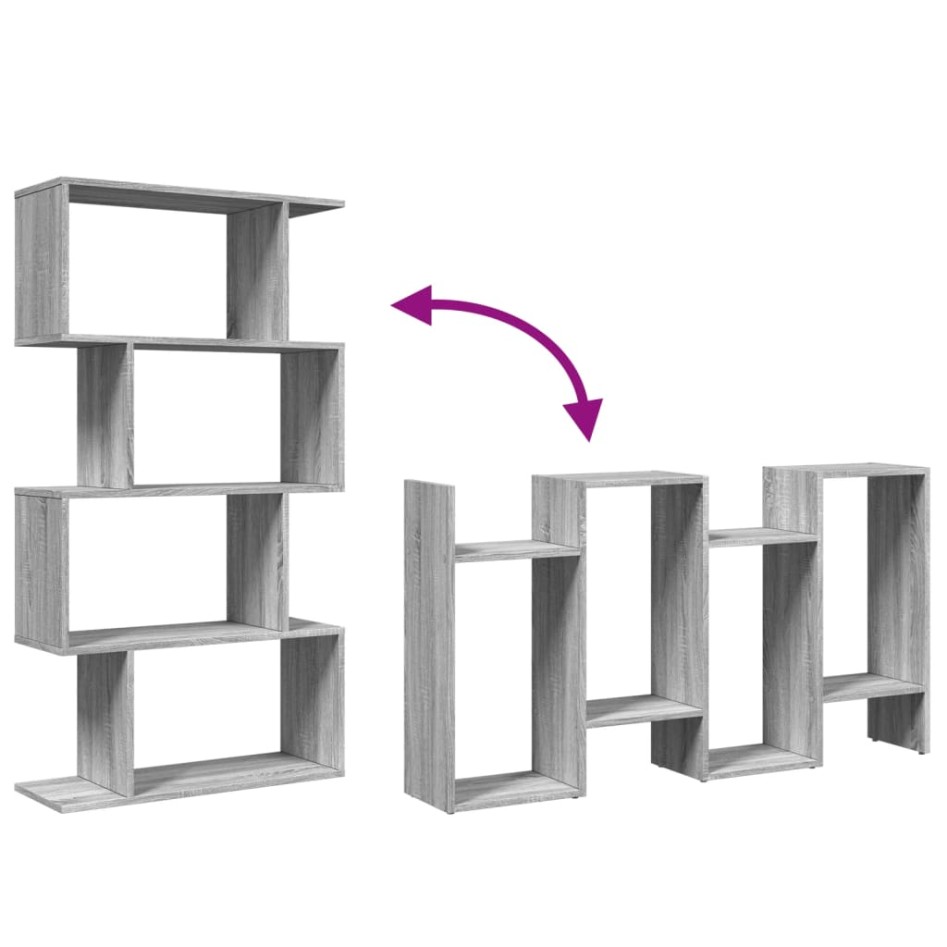 Librería divisora 4 niveles madera gris Sonoma 70x24x129