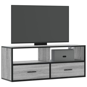 Mueble de TV madera y metal roble ahumado 100x31x39,5