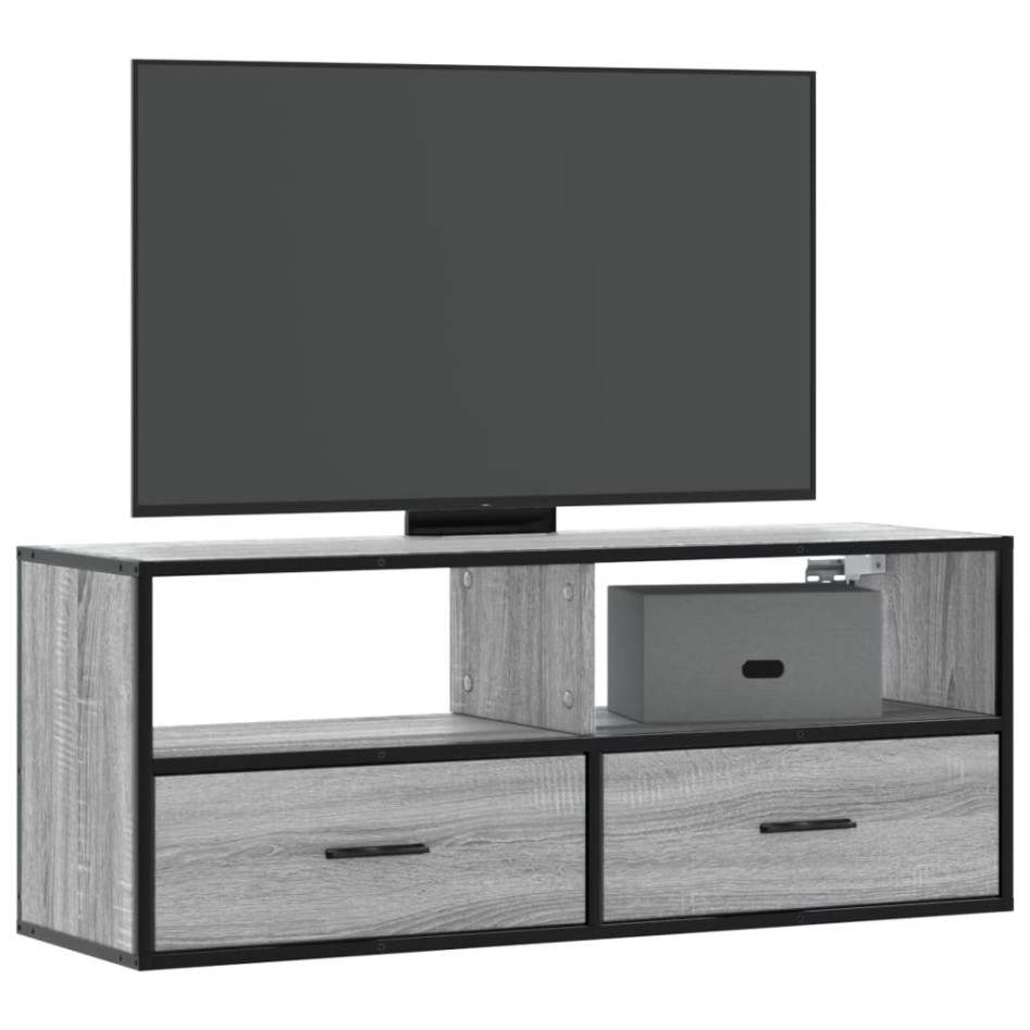 Mueble de TV madera y metal roble ahumado 100x31x39,5