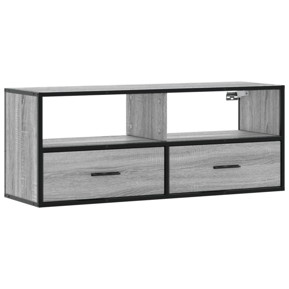 Mueble de TV madera y metal roble ahumado 100x31x39,5