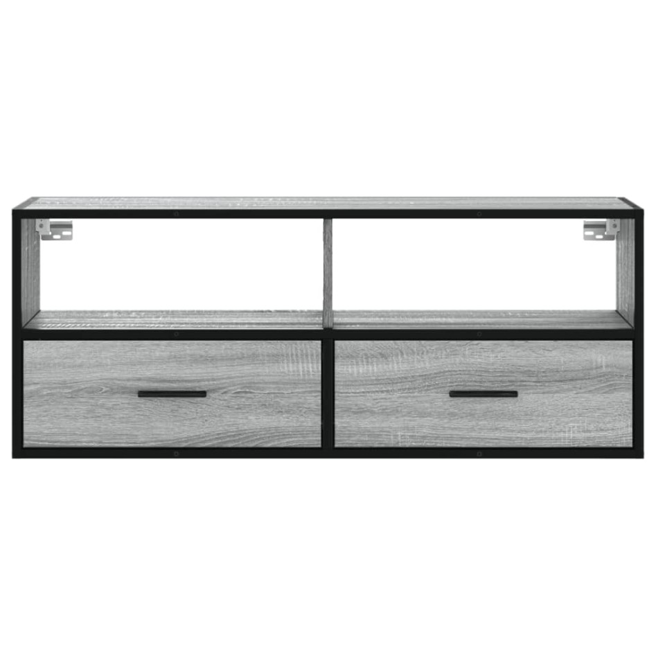 Mueble de TV madera y metal roble ahumado 100x31x39,5