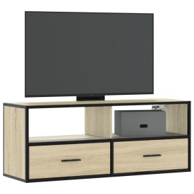 Mueble TV madera ingeniería y metal roble Sonoma 100x31x39,5
