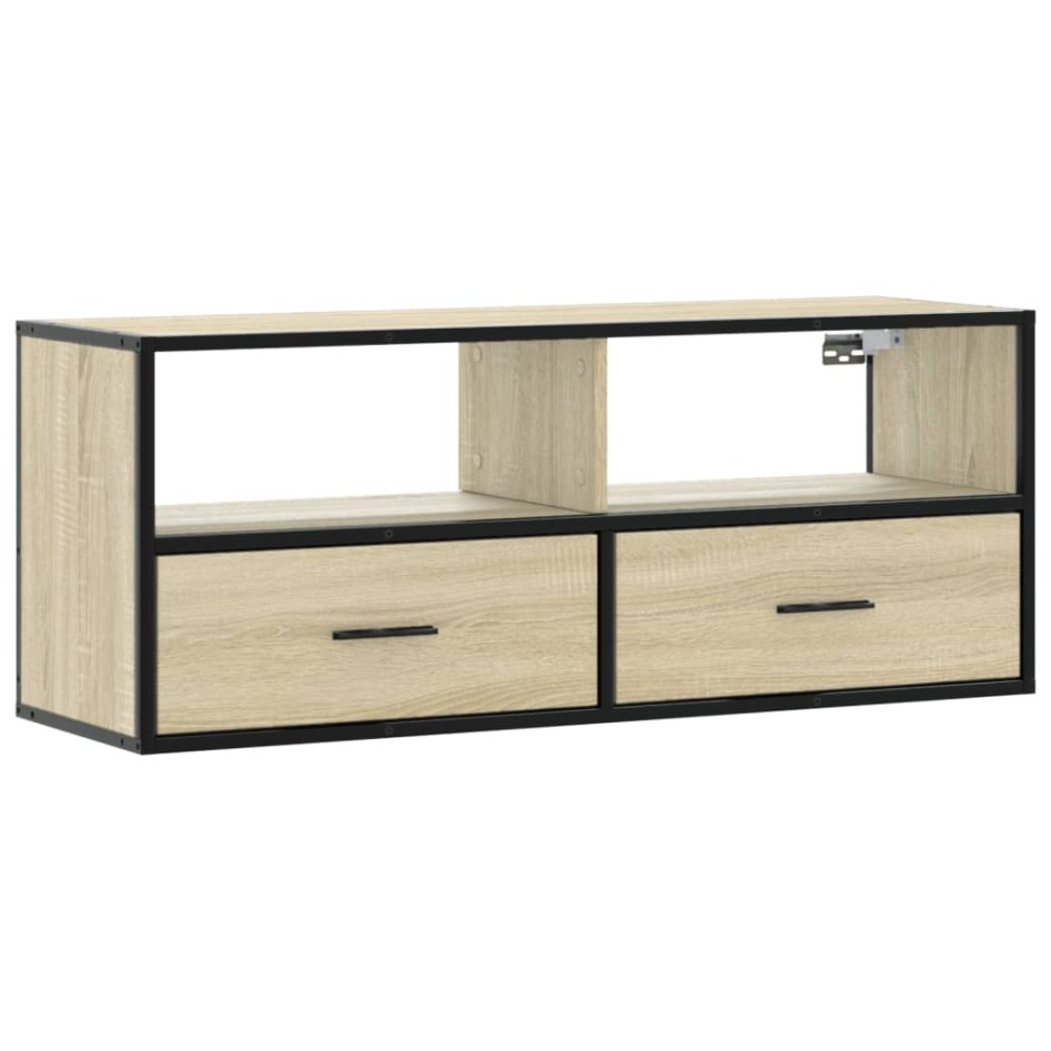 Mueble TV madera ingeniería y metal roble Sonoma 100x31x39,5