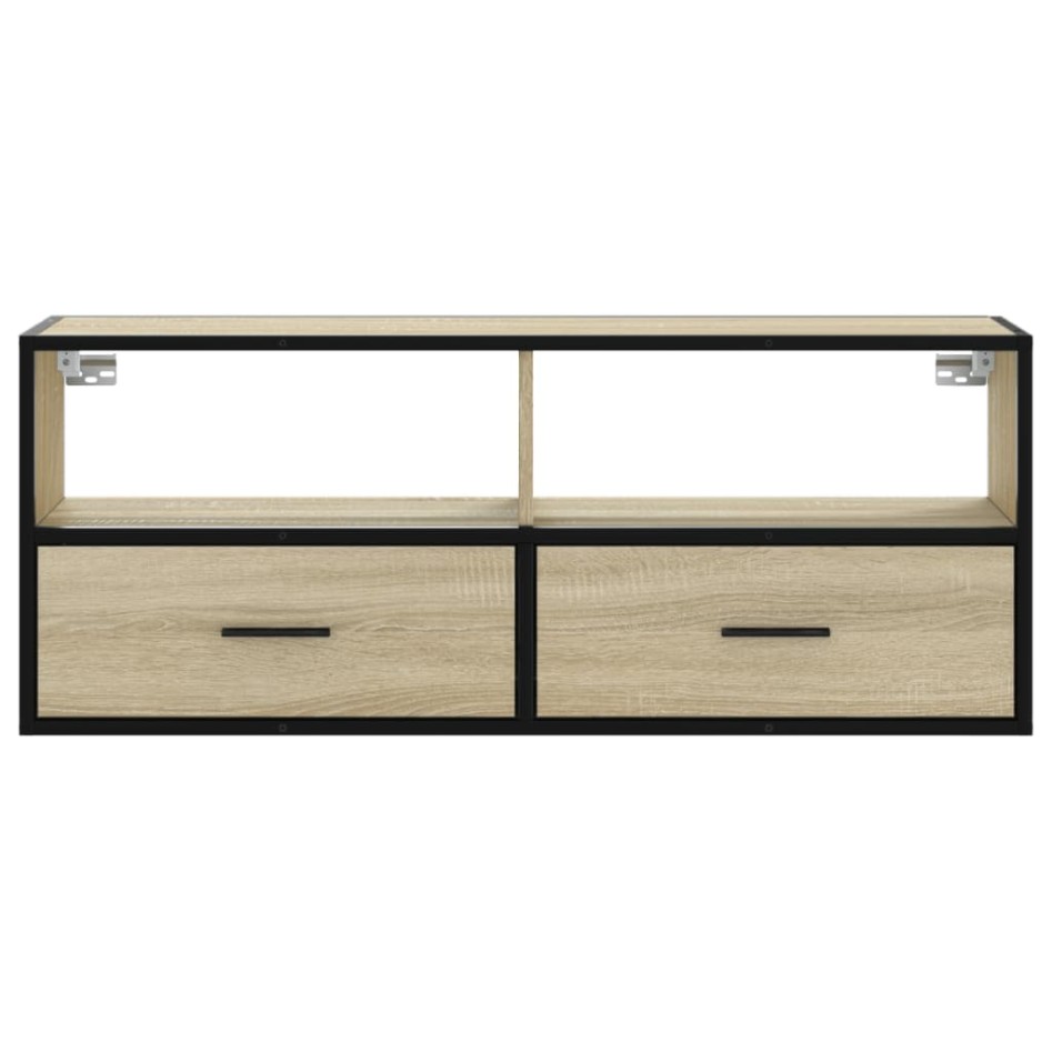 Mueble TV madera ingeniería y metal roble Sonoma 100x31x39,5